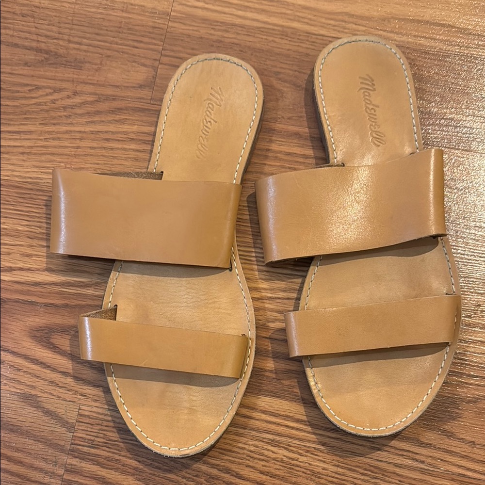 Madewell Tan Women's Leather Slide Sandals, size 9.5